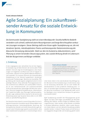 Vorschauseite 1: Agile Sozialplanung: Ein zukunftsweisender Ansatz für die soziale Entwicklung in Kommunen