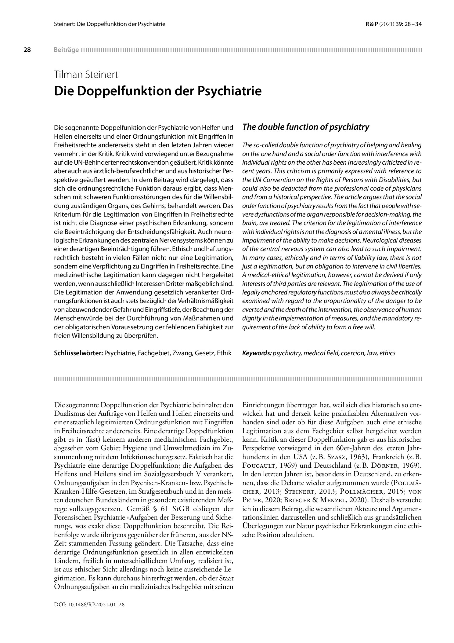 Vorschauseite 1: Die Doppelfunktion der Psychiatrie
