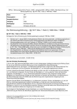 Vorschauseite 1: Zur Betreuungsführung – §§ 1817 Abs. 1 Satz 2, 1868 Abs. 1 BGB
