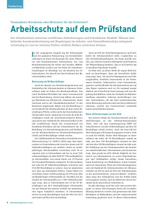 Vorschauseite 1: Vermeidbare Bürokratie oder Mehrwert für die Sicherheit? Arbeitsschutz auf dem Prüfstand