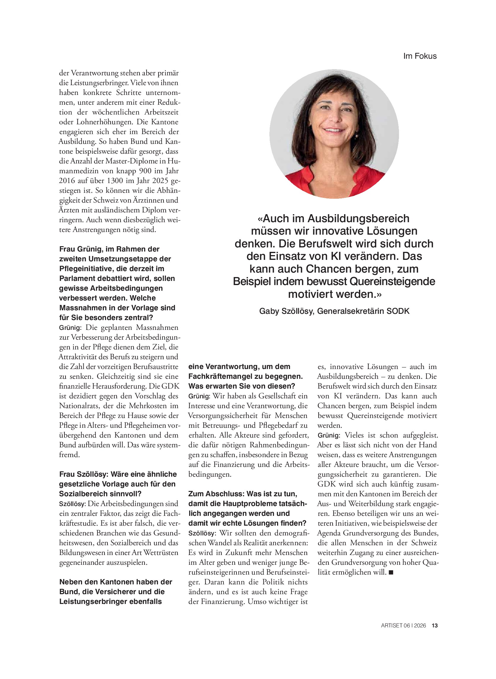 Vorschauseite 4: «Es braucht weitere Anstrengungen aller Akteure»