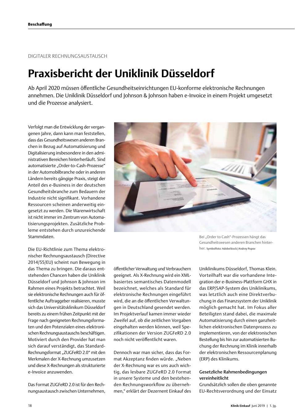 Vorschauseite 1: Digitaler Rechnungsaustausch: Praxisbericht der Uniklinik Düsseldorf