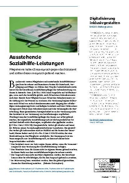 Vorschauseite 1: Ausstehende Sozialhilfe-Leistungen