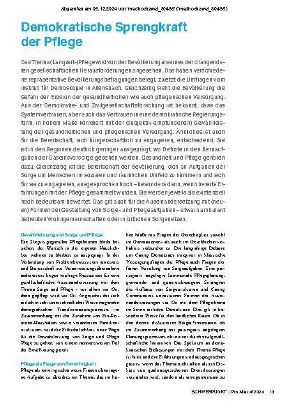 Vorschauseite 1: Demokratische Sprengkraft der Pflege