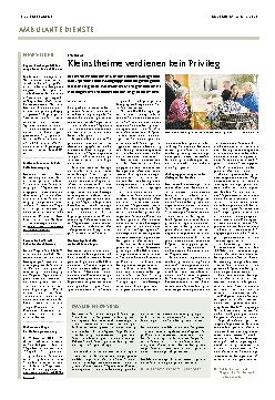 Vorschauseite 1: Kleinstheime verdienen kein Privileg.
