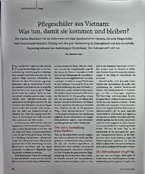 Vorschauseite 1: Pflegeschüler aus Vietnam: Was tun, damit sie kommen und bleiben?
