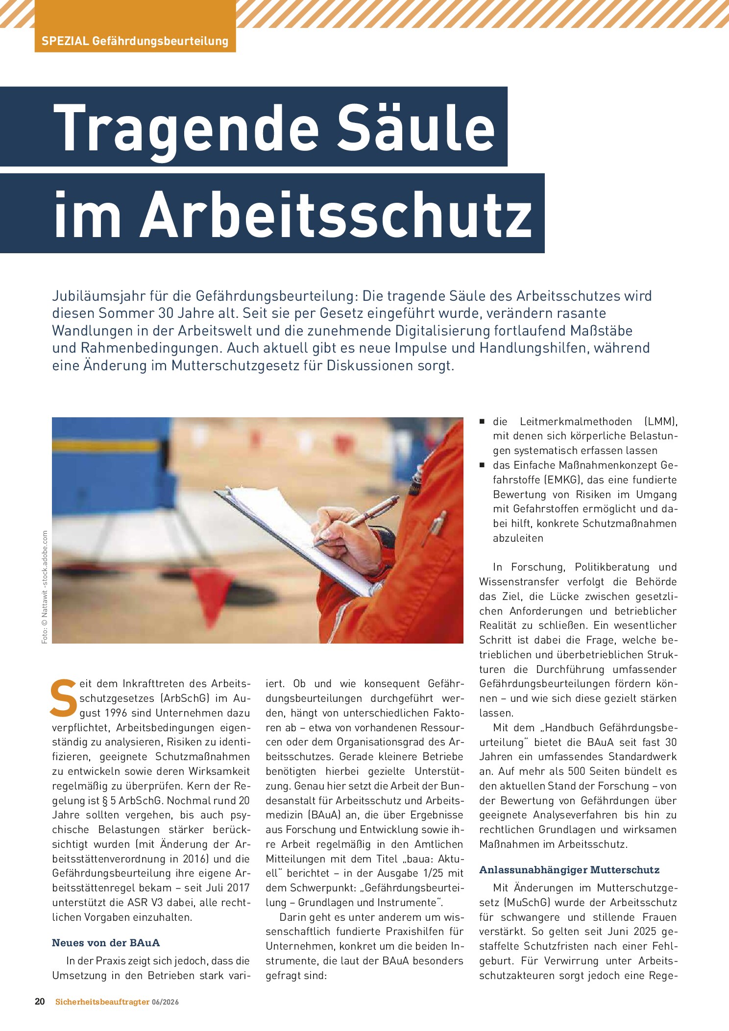 Vorschauseite 1: Tragende Säule im Arbeitsschutz