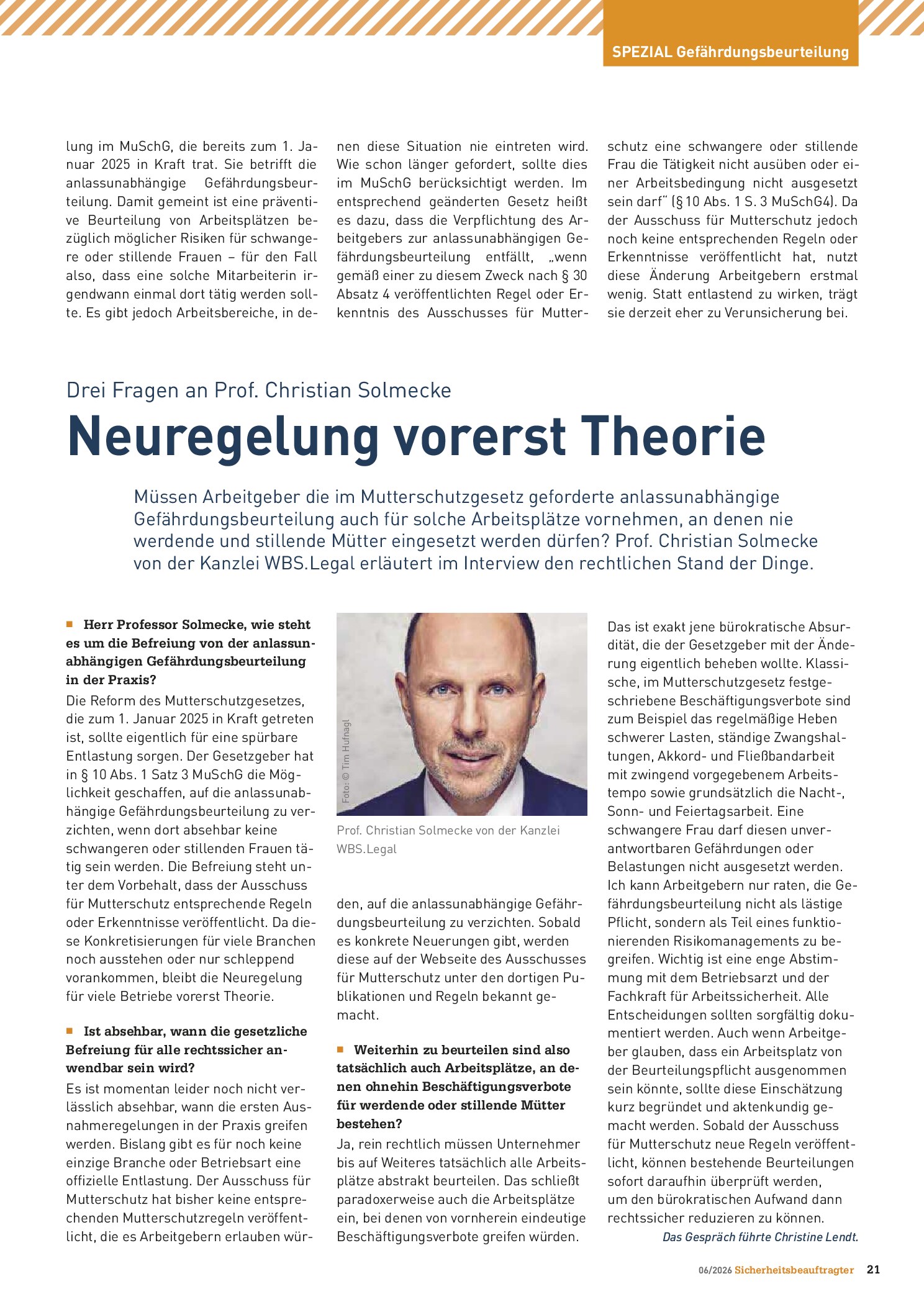Vorschauseite 2: Tragende Säule im Arbeitsschutz