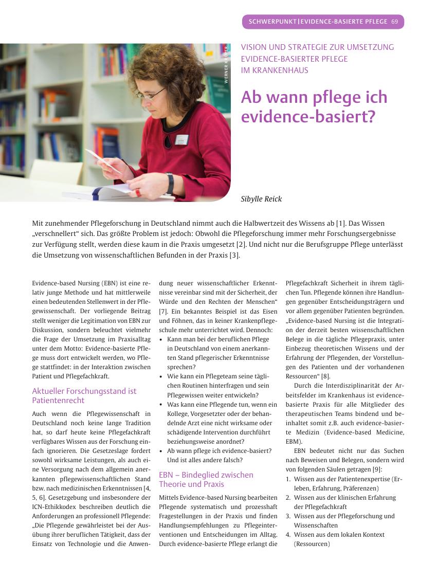 Vorschauseite 1: Ab wann pflege ich evidence-basiert?