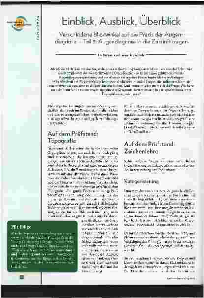 Vorschauseite 1: Einblick, Ausblick, Überblick. Verschiedene Blickwinkel auf die Praxis der Augendiagnose - Teil 3: Augendiagnose in die Zukunft tragen