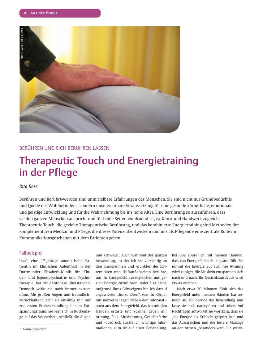 Vorschauseite 1: Therapeutic Touch und Energietraining in der Pflege