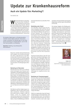 Vorschauseite 1: Update zur Krankenhausreform. Auch ein Update fürs Marketing? !