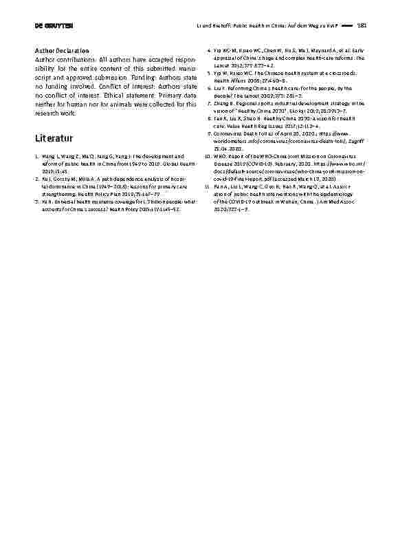 Vorschauseite 3: Public Health in China: Auf dem Weg zu HiAP