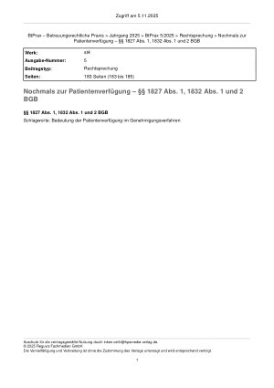Vorschauseite 1: Nochmals zur Patientenverfügung – §§ 1827 Abs. 1, 1832 Abs. 1 und 2