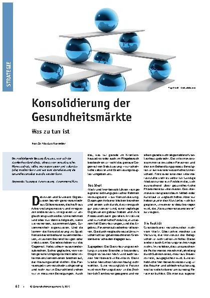 Vorschauseite 1: Konsolidierung der Gesundheitsmärkte Was zu tun ist