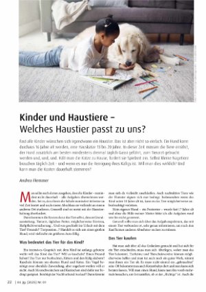 Vorschauseite 1: Kinder und Haustiere - Welches Haustier passt zu uns?