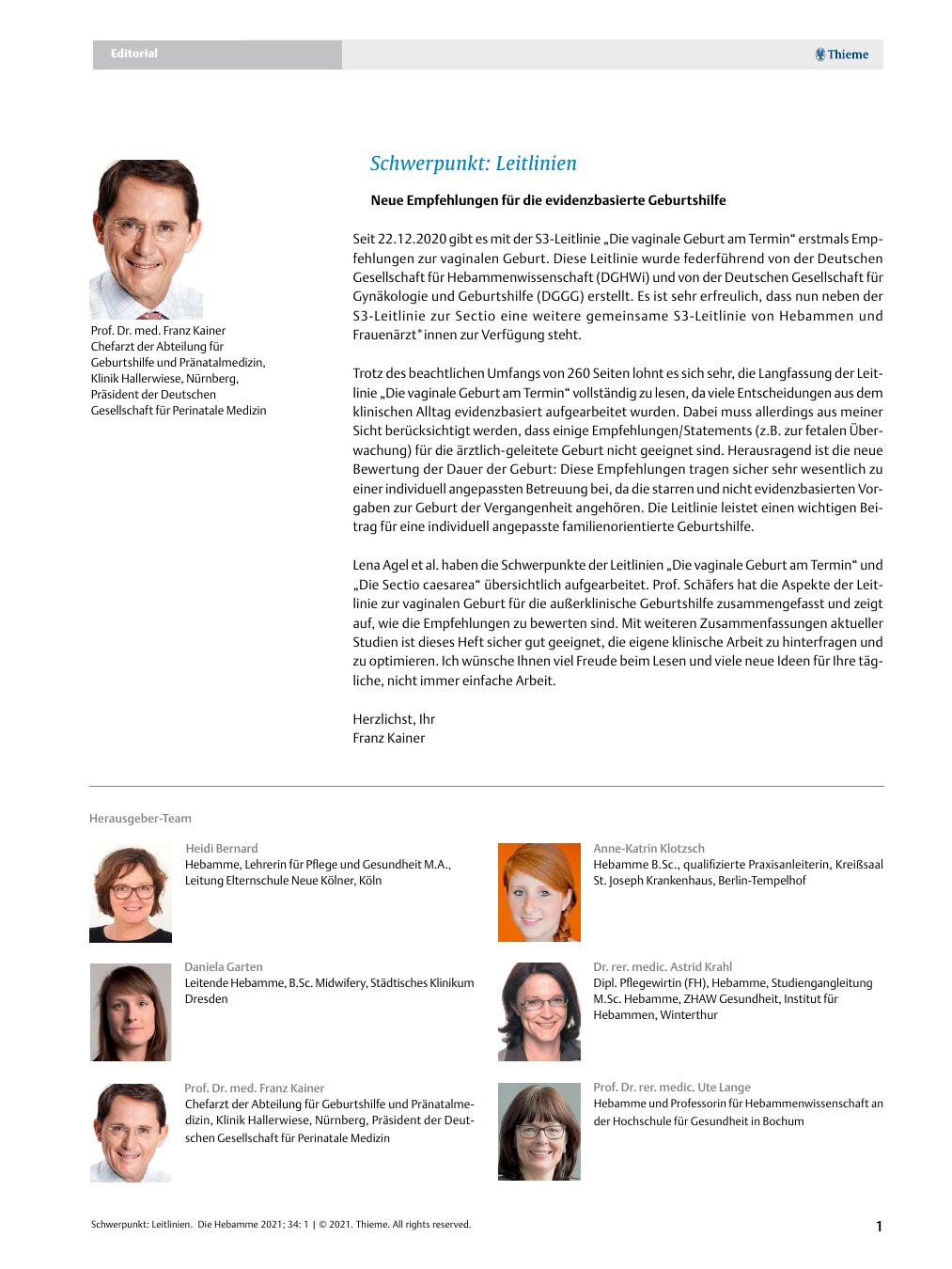 Vorschauseite 1: Schwerpunkt: Leitlinien