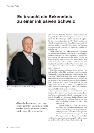 Vorschauseite 1: Es braucht ein Bekenntnis zu einer inklusiven Schweiz