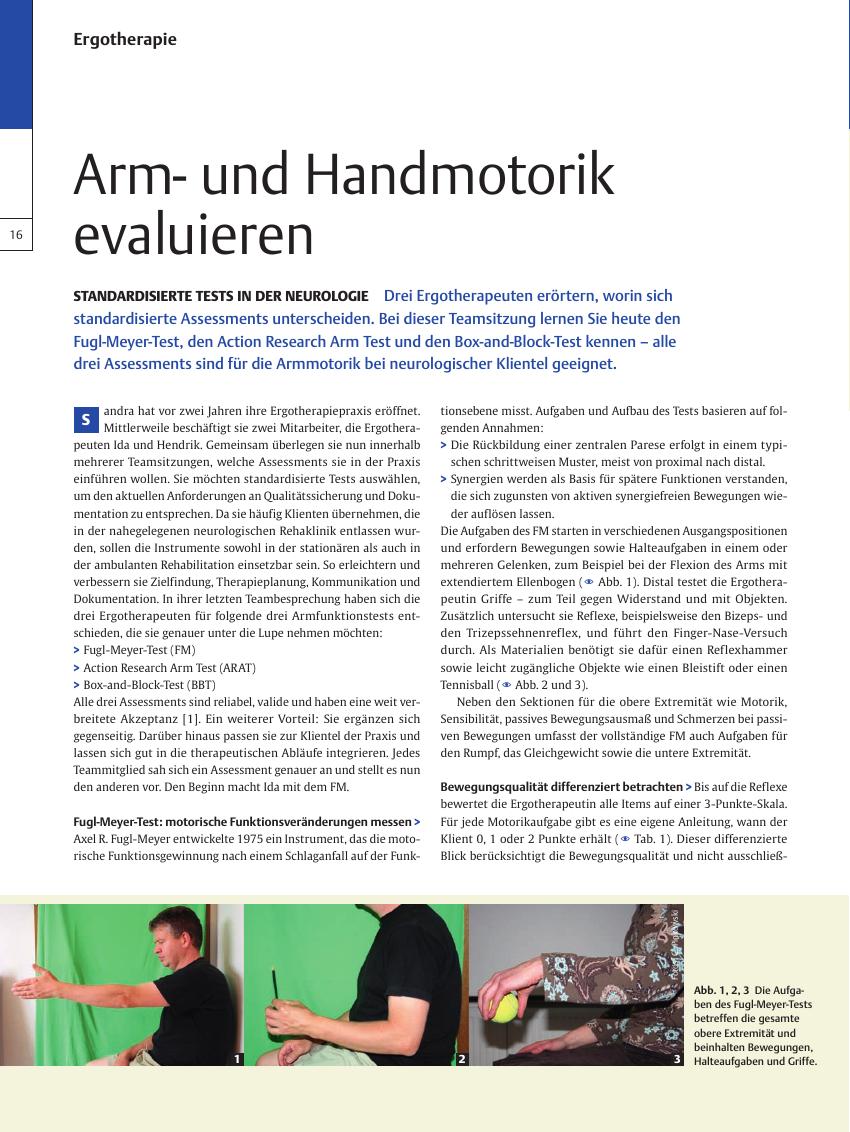 Vorschauseite 1: Standardisierte Tests in der Neurologie – Armund Handmotorik evaluieren