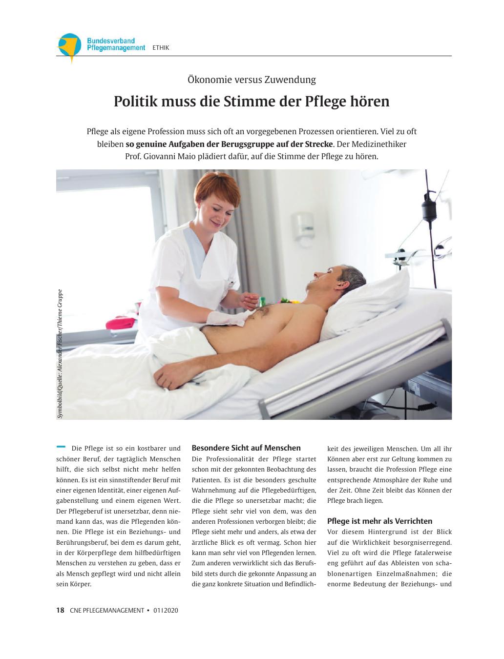 Vorschauseite 1: Politik muss die Stimme der Pflege hören.