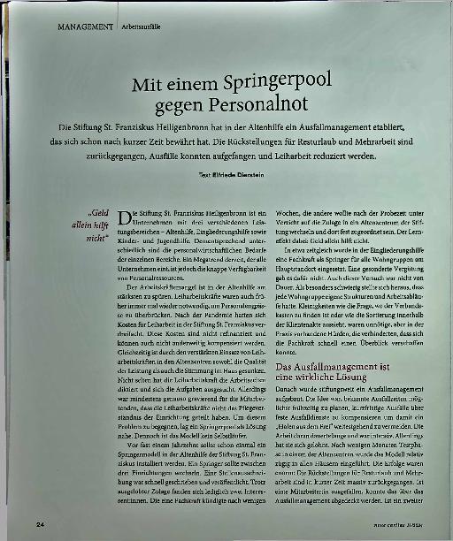 Vorschauseite 1: Mit einem Springerpool gegen Personalmangel