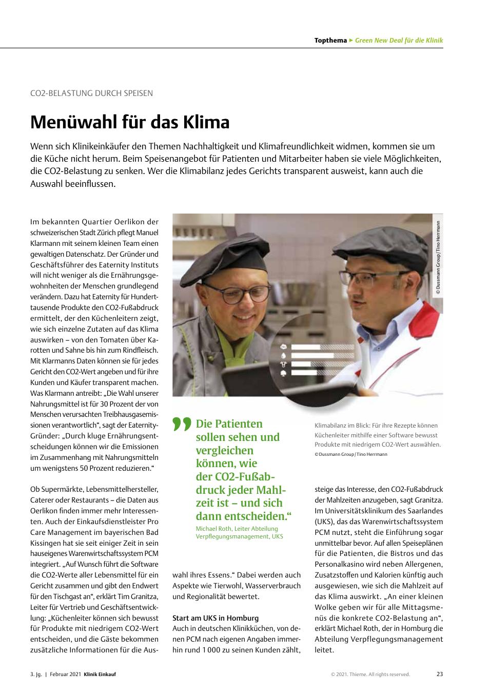 Vorschauseite 1: CO2-Belastung durch Speisen: Menüwahl für das Klima