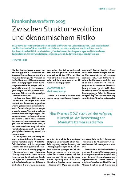 Vorschauseite 2: Krankenhausreform 2025 Zwischen Strukturrevolution und ökonomischem Risiko