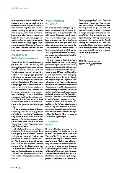 Vorschauseite 3: Krankenhausreform 2025 Zwischen Strukturrevolution und ökonomischem Risiko
