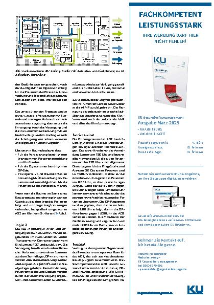 Vorschauseite 2: Ambulantes Operieren effektiv organisieren Das Ambulante OP-Zentrum am Klinikum St. Marien in Amberg