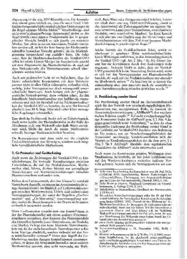 Vorschauseite 4: Die neue Gruppenfreistellungsverordnung für Vertikalvereinbarungen — Auswirkungen auf die Pharmaindustrie