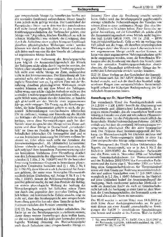 Vorschauseite 3: Abgrenzung Arzneimittel/Lebensmittel (Zimt-Präparate)