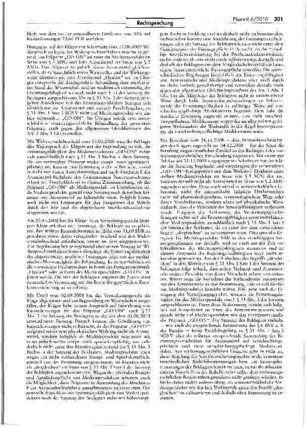 Vorschauseite 2: Arzneimittel im Sinne des Beihilferechts PostBeaKks §§ 30 I, 33 I, 33 lila; AMG § 2 III Nr. 7; MPG § 3 Nr. la; SGB V § 31 I 3 (a.F.)