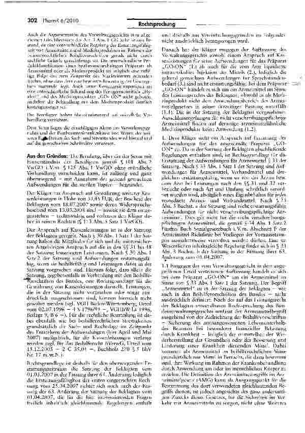 Vorschauseite 3: Arzneimittel im Sinne des Beihilferechts PostBeaKks §§ 30 I, 33 I, 33 lila; AMG § 2 III Nr. 7; MPG § 3 Nr. la; SGB V § 31 I 3 (a.F.)