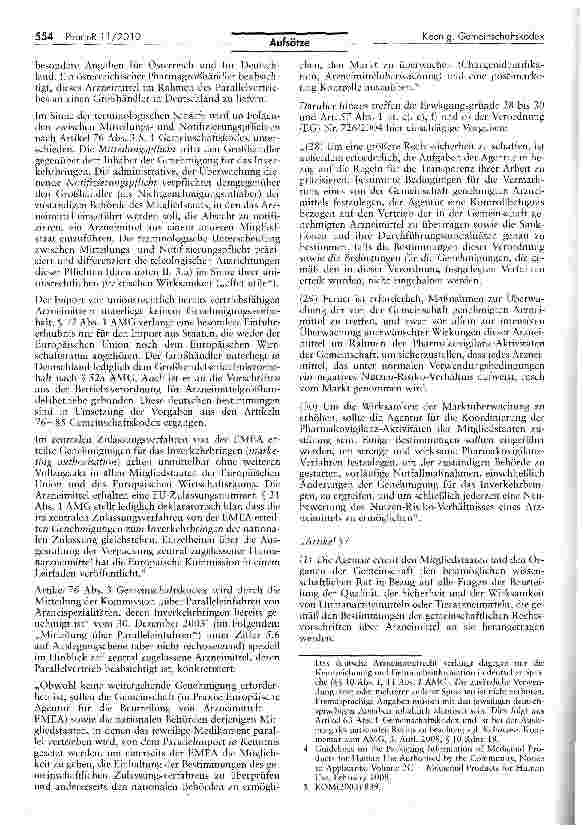 Vorschauseite 2: Zur unmittelbaren Anwendbarkeit des Mitteilungsund Notifizierungsverfahrens nach Artikel 76 Abs. 3 des Gemeinschaftskodexes für Humanarzneimittel im Rahmen des Parallelvertriebes…