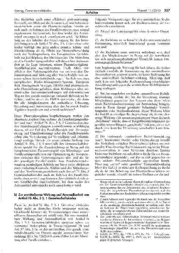 Vorschauseite 5: Zur unmittelbaren Anwendbarkeit des Mitteilungsund Notifizierungsverfahrens nach Artikel 76 Abs. 3 des Gemeinschaftskodexes für Humanarzneimittel im Rahmen des Parallelvertriebes…