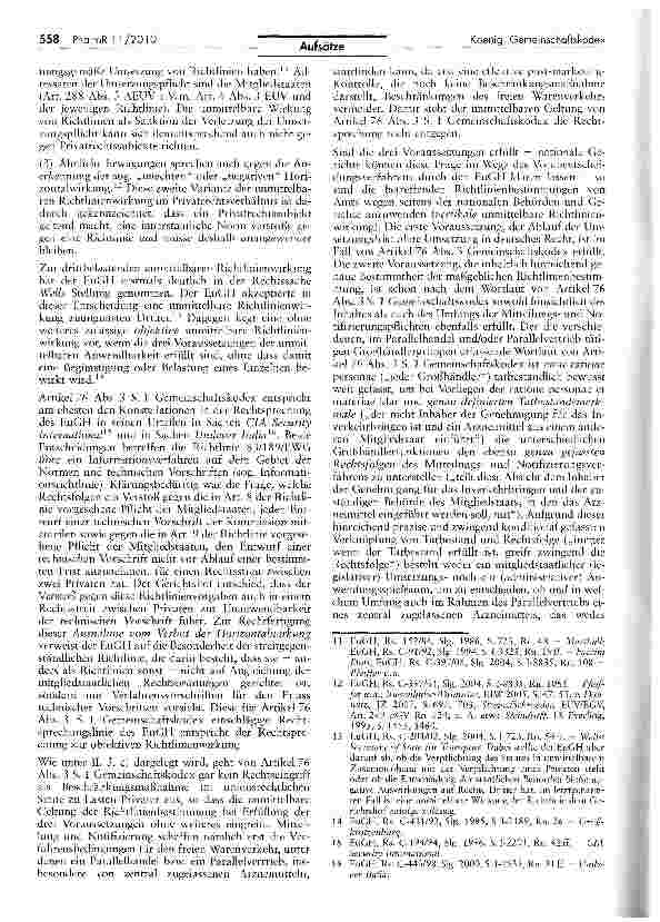Vorschauseite 6: Zur unmittelbaren Anwendbarkeit des Mitteilungsund Notifizierungsverfahrens nach Artikel 76 Abs. 3 des Gemeinschaftskodexes für Humanarzneimittel im Rahmen des Parallelvertriebes…
