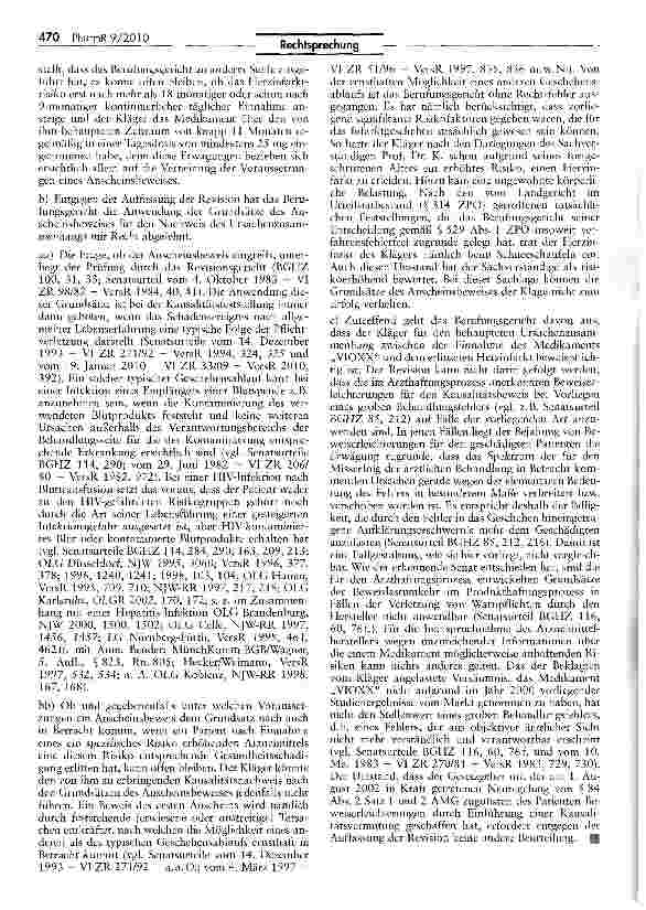 Vorschauseite 3: Zum Beweis des Ursachenzusammenhangs zwischen der Einnahme eines Arzneimittels und dem Gesundheitsschaden des Patienten