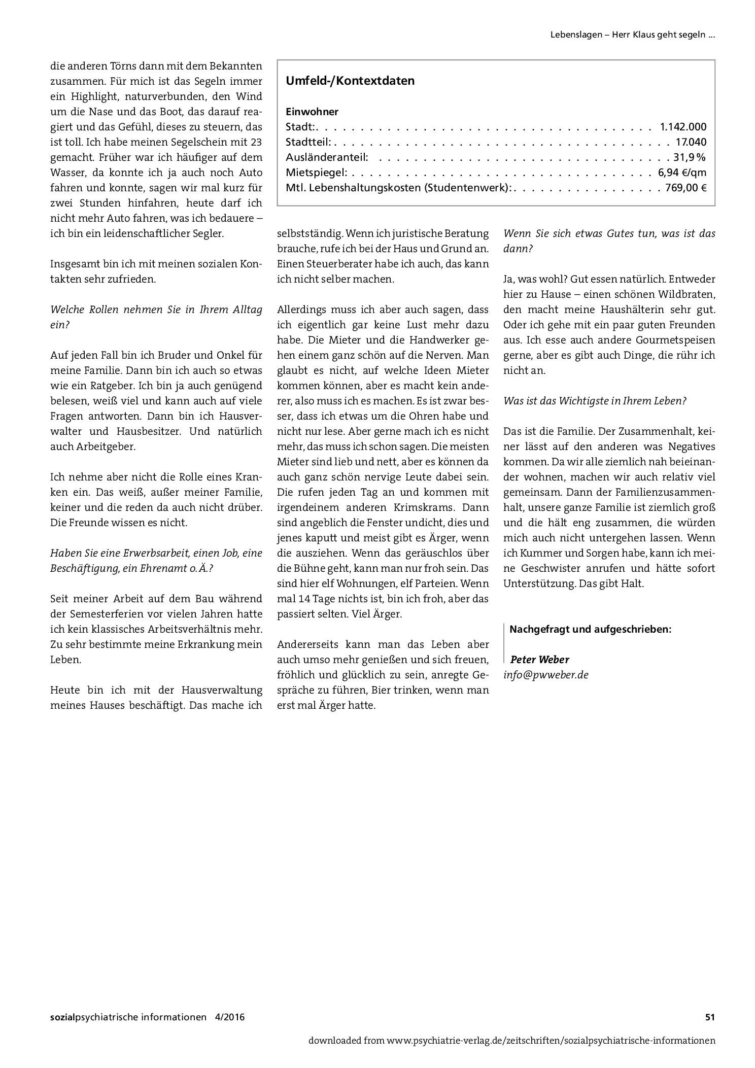 Vorschauseite 2: Lebenslagen – Herr Klaus geht segeln...