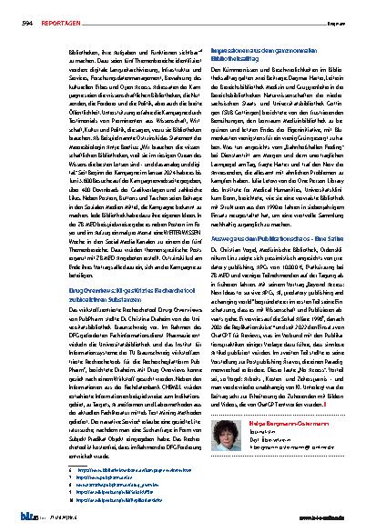 Vorschauseite 5: Nähkurs in der Medizinbibliothek Medizinische Fachbibliotheken setzen auf innovative studienbegleitende und forschungsnahe Angebote. Bericht von der AGMB-Tagung 2024, 16. bis 18.…