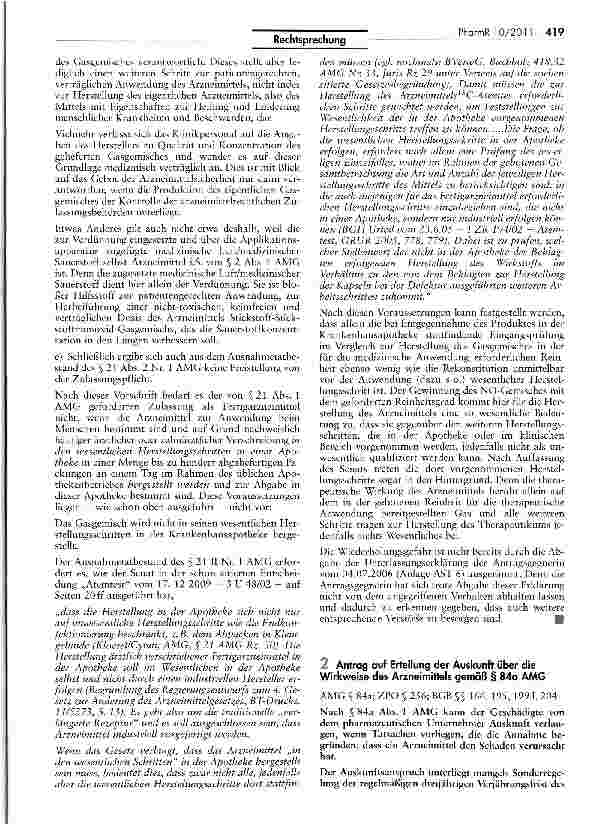 Vorschauseite 1: Antrag auf Erteilung der Auskunft über die Wirkweise des Arzneimittels gemäß § 84a AMGAMG § 84a; ZPO § 256; BGB §§ 166, 195, 199 I, 204