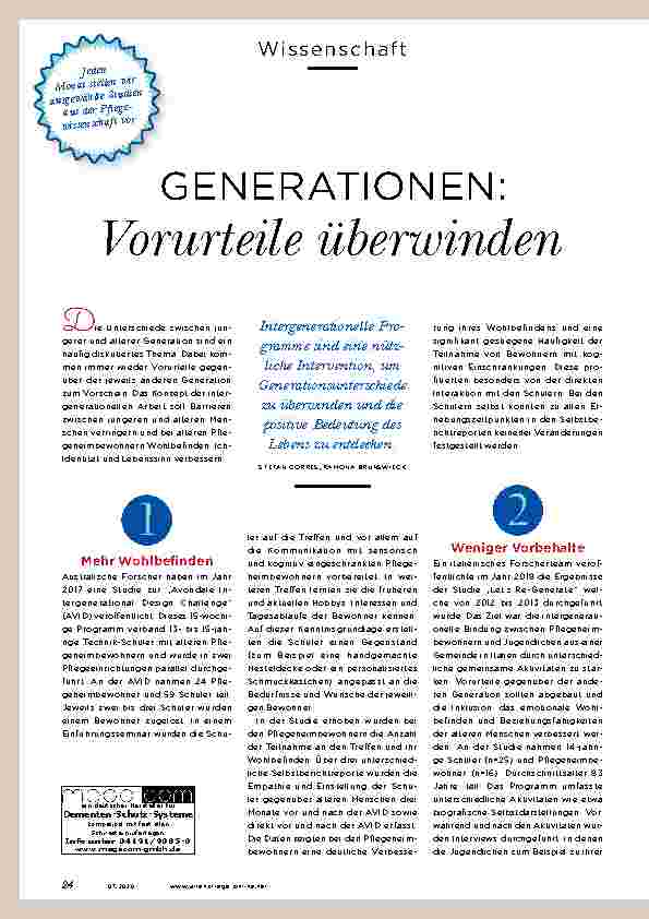 Vorschauseite 1: GENERATIONEN: Vorurteile überwinden