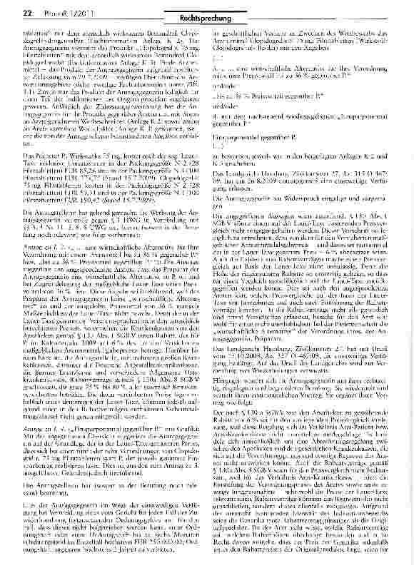 Vorschauseite 2: Werbung für ein GenerikumUWG $$ 3, 4 Nr. 11, 5; HWG § 3; SGB V §§ 31, 84 I Nr. 1, 106, 130a VIII
