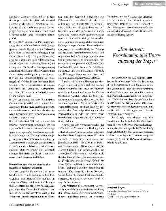 Vorschauseite 4: Wie gewinnt die Caritas künftigqualifizierte Mitarbeiter?