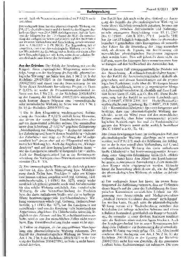 Vorschauseite 2: Abgrenzung Arzneimittel/Kosmetikum (Mundspüllösung) RL 2001/83/EG Art. 1 Nr. 2