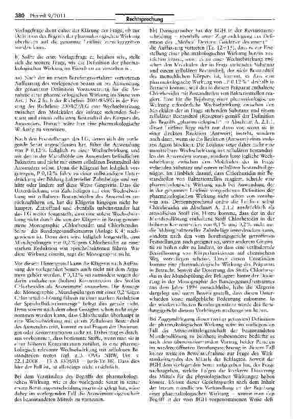 Vorschauseite 3: Abgrenzung Arzneimittel/Kosmetikum (Mundspüllösung) RL 2001/83/EG Art. 1 Nr. 2
