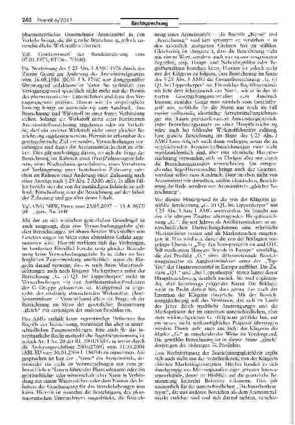 Vorschauseite 3: Zur Zulässigkeit einer Dachmarke AMG S 29 II 1