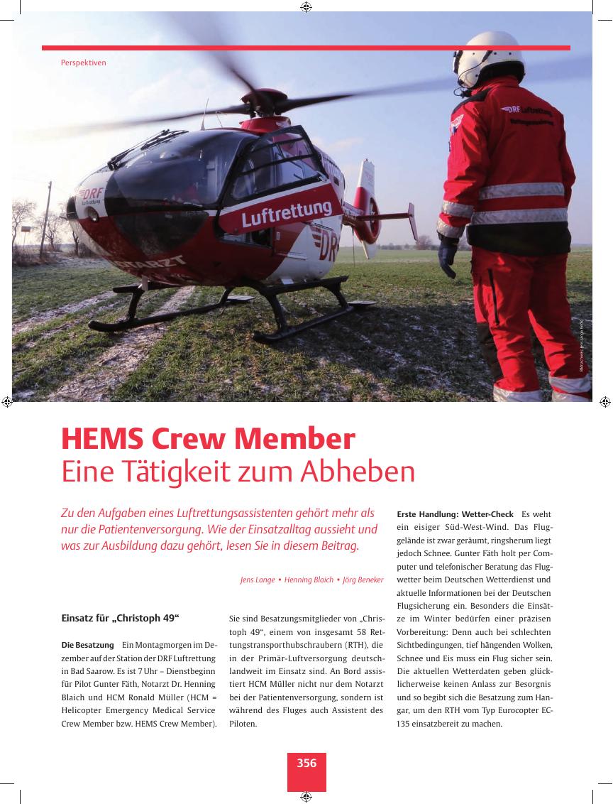 Vorschauseite 1: HEMS Crew Member ? Eine Tätigkeit zum Abheben