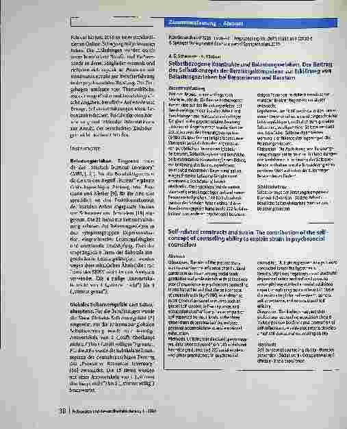 Vorschauseite 3: Selbstbezogene Konstrukte und Belastungserleben: Der Beitrag des Selbstkonzepts der Beratungskompetenz zur Erklärung von Belastungserleben bei Beraterinnen und Beratern