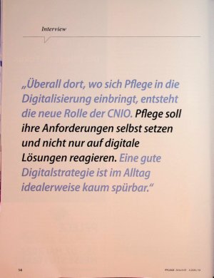 Vorschauseite 1: „Überall dort, wo sich Pflege in die Digitalisierung einbringt, entsteht die neue Rolle der CNIO.