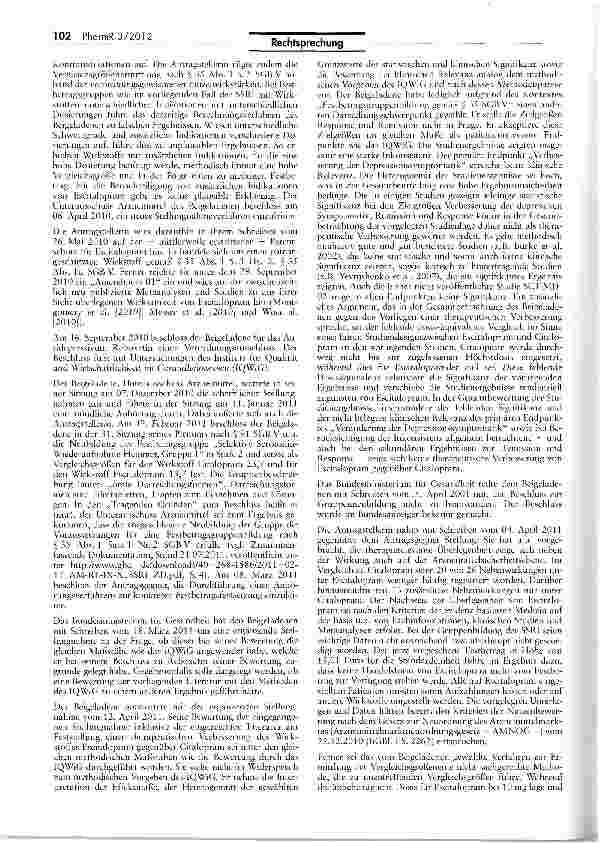 Vorschauseite 3: Festbetrag für Arzneimittel mit Wirkstoff Escitatopram im einstweiligen Verfügungsverfahren GG Art. 3 1, Art. 12; SGB V § 35 I 3 Hs. 2 SGB V